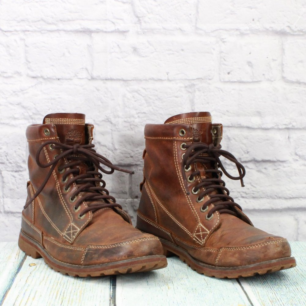 Timberland Earthkeepers Brown Leather Lace Up Waterproof Hiking Boots Size 9 - Picture 3 of 9